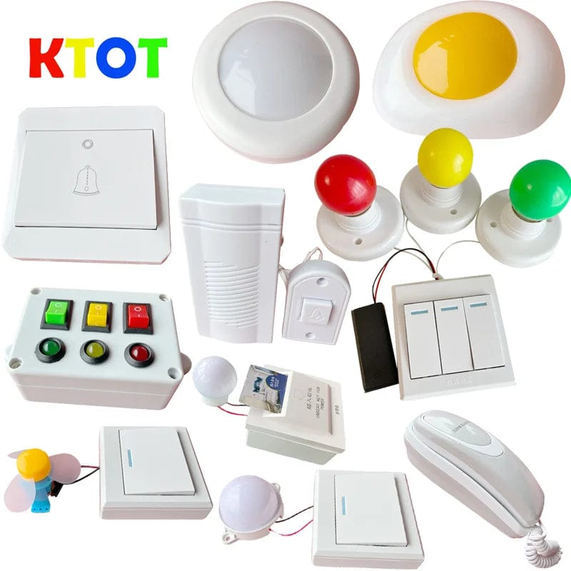 Planet Gates A05302 Busy Board DIY Material Accessories Lamps Doorbell Montessori Teaching Aids Hands-on Ability Sound Color Recognition Wooden Toys