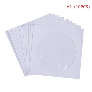 Planet Gates A1-10pcs 10/50PCS White 12.5*12.5CM CD DVD Disc Paper Sleeves Envelopes Storage Clear Window Case Flap White Folded Paper Bag CD Sleeves