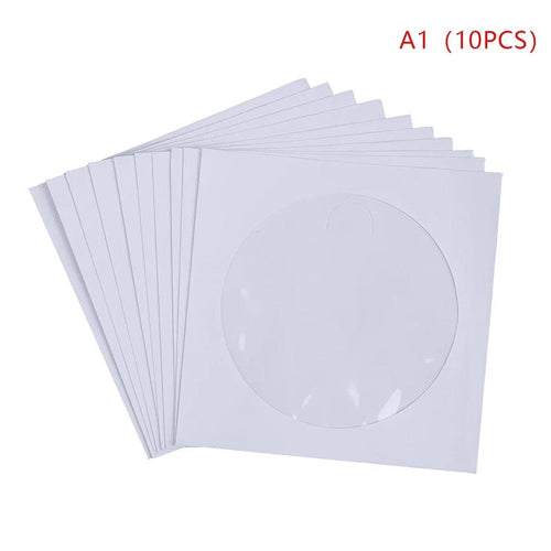 Planet Gates A1-10pcs 10/50PCS White 12.5*12.5CM CD DVD Disc Paper Sleeves Envelopes Storage Clear Window Case Flap White Folded Paper Bag CD Sleeves