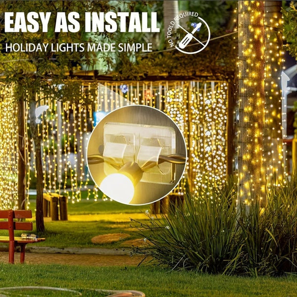 Planet Gates A1 25pcs Plastic Transparent Hooks For Outdoor String Lights, Punch Free Heavy Duty Cable Clips, Waterproof Self Adhesive Clips For Hanging Christmas Light, Outside UV-Resistant Clear Sticky Cord Holders Rope Organizer