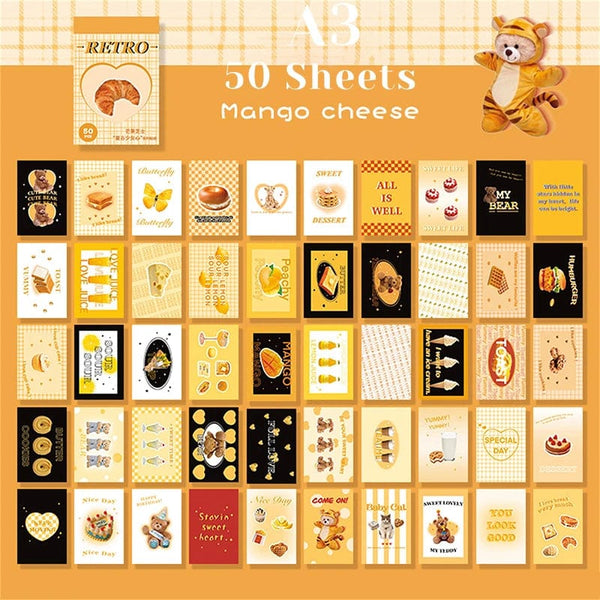 Planet Gates A11 50 Sheets Ins Cute Bear Party Stickers Planner Journal Collage DIY Card Decoration Material Sticker Book Kawaii Stationery