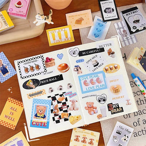 Planet Gates A11 50 Sheets Ins Cute Bear Party Stickers Planner Journal Collage DIY Card Decoration Material Sticker Book Kawaii Stationery