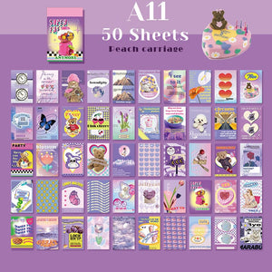 Planet Gates A11 50 Sheets Ins Cute Bear Party Stickers Planner Journal Collage DIY Card Decoration Material Sticker Book Kawaii Stationery