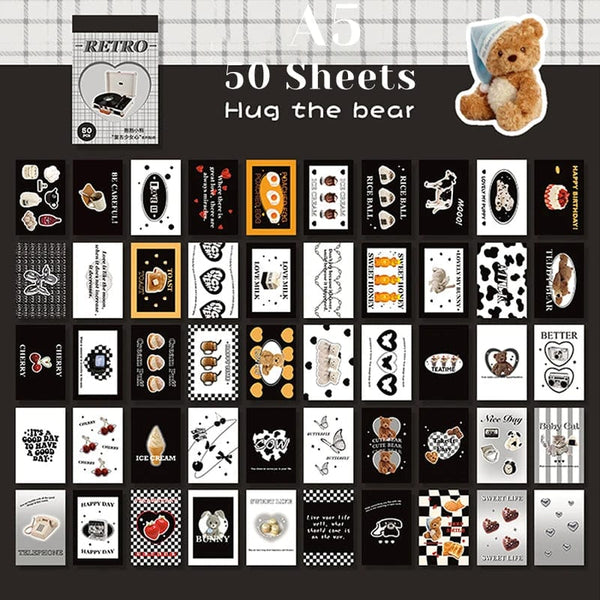 Planet Gates A11 50 Sheets Ins Cute Bear Party Stickers Planner Journal Collage DIY Card Decoration Material Sticker Book Kawaii Stationery