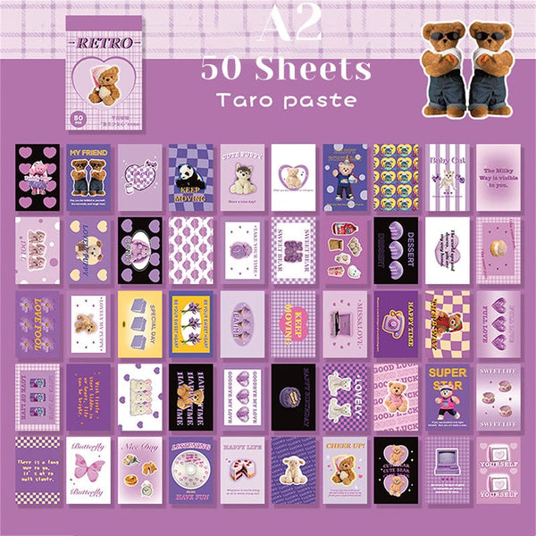 Planet Gates A11 50 Sheets Ins Cute Bear Party Stickers Planner Journal Collage DIY Card Decoration Material Sticker Book Kawaii Stationery