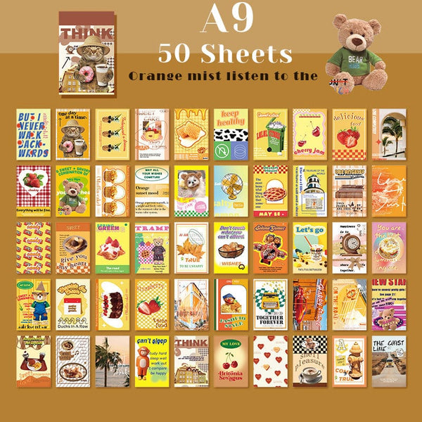 Planet Gates A11 50 Sheets Ins Cute Bear Party Stickers Planner Journal Collage DIY Card Decoration Material Sticker Book Kawaii Stationery