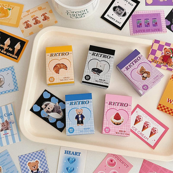 Planet Gates A11 50 Sheets Ins Cute Bear Party Stickers Planner Journal Collage DIY Card Decoration Material Sticker Book Kawaii Stationery