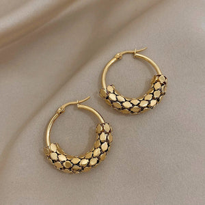 Planet Gates A1115906E FLASHBUY Stainless Steel Gold Color Geometric Metal Mesh Earrings For Women Girls New Trend Hoop Ear Jewelry Gift