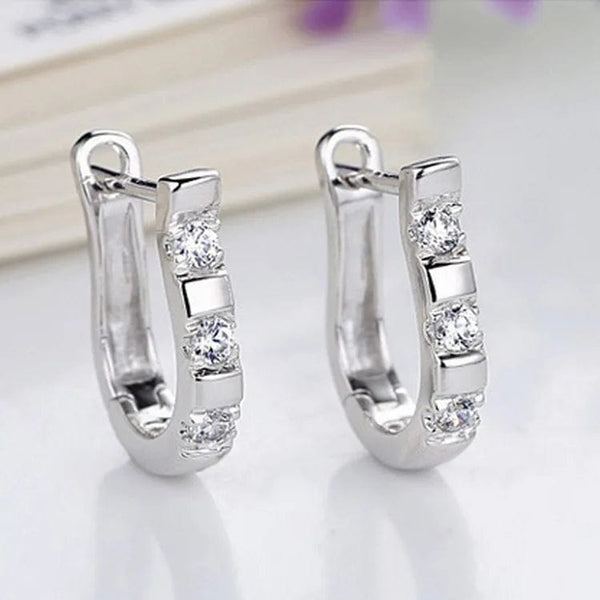 Planet Gates A137 925 Sterling Silver Female Luxury Crystal Round Stud Earrings Vintage Wedding Jewelry White Zircon Stone Earrings Wholesale