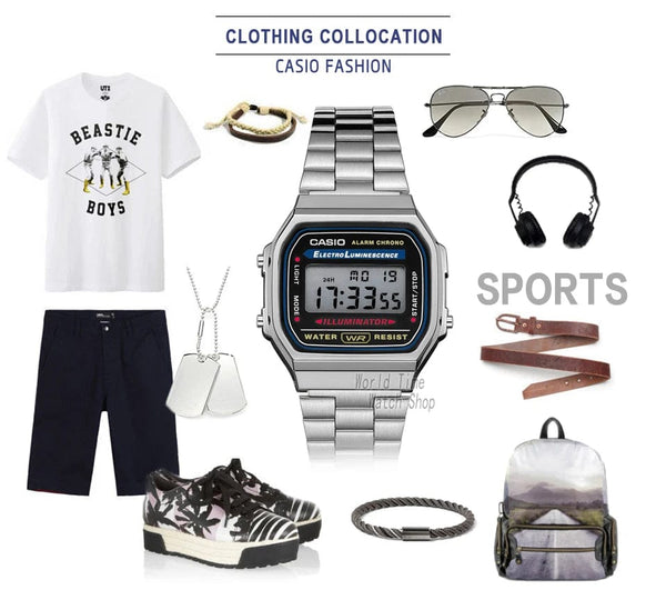 Planet Gates A159WA-N1D Casio watch silver watch men set brand luxury LED digital Waterproof Quartz men watch Sport military Wrist Watch relogio masculi