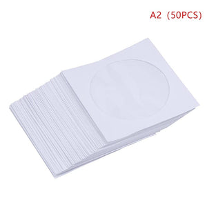 Planet Gates A2-50pcs 10/50PCS White 12.5*12.5CM CD DVD Disc Paper Sleeves Envelopes Storage Clear Window Case Flap White Folded Paper Bag CD Sleeves