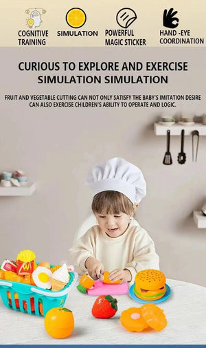 Planet Gates A25 25 PCs Set DIY Fruit Cutting Music Toy Simulation Vegetable Fruit and Vegetable Children's Toy Girl Boy Kitchen Food Set