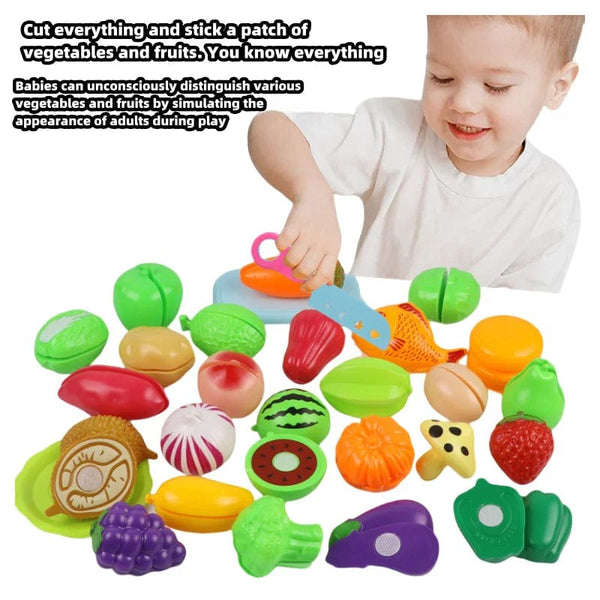 Planet Gates A25 25 PCs Set DIY Fruit Cutting Music Toy Simulation Vegetable Fruit and Vegetable Children's Toy Girl Boy Kitchen Food Set