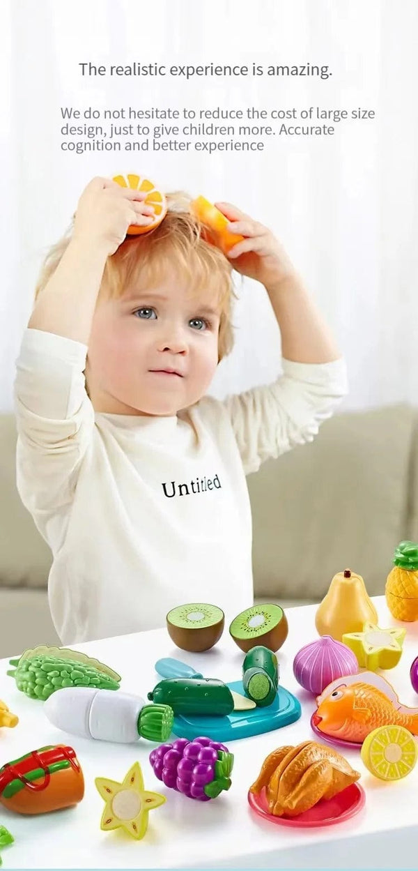 Planet Gates A25 25 PCs Set DIY Fruit Cutting Music Toy Simulation Vegetable Fruit and Vegetable Children's Toy Girl Boy Kitchen Food Set