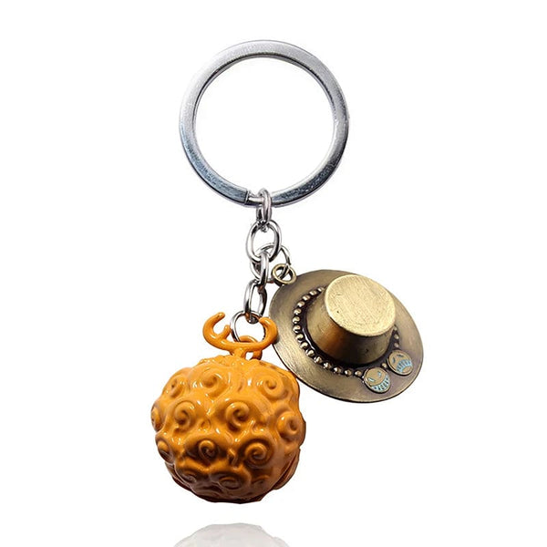 Planet Gates A3 1Pc Anime One Piece Action Figure Keychain Devil Fruit Straw Hat Luffy Ace Rubber Fruit Pendant Backpack Keyring Model Toy Gift
