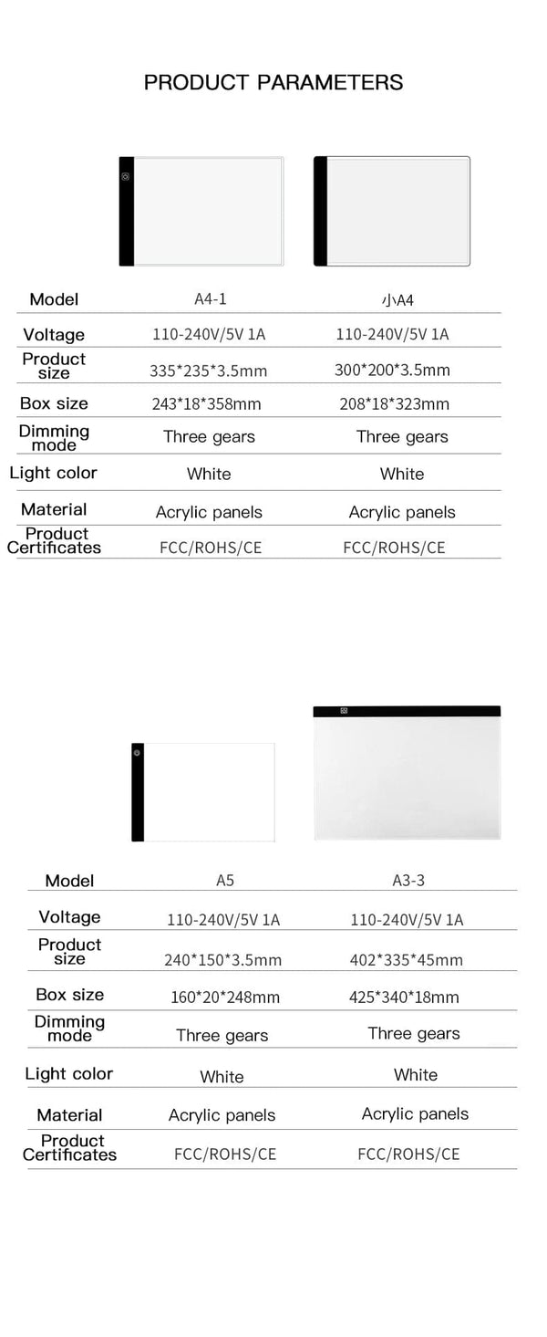 Planet Gates A3/A4/A5 3-Level Dimming Led Drawing Copy Pad Board Children's Toy Painting Educational Kids Grow Creative Gifts For Children