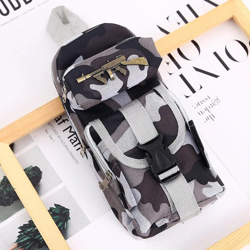 Planet Gates A3 Mini schoolbag camouflage pencil case School stationery storage bag Military backpack pen case Boy pencil bag Student pen bag