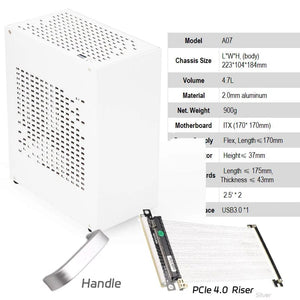 Planet Gates A39 White PCIe 4.0 All Aluminum 2.0mm HTPC Mini ITX A4 Chassis Game Computer Support Graphics Card RTX2070 I5 Discrete Display Case K39 A07 A39