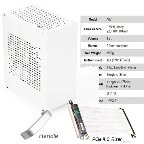 Planet Gates A39 White PCIe 4.0 All Aluminum 2.0mm HTPC Mini ITX A4 Chassis Game Computer Support Graphics Card RTX2070 I5 Discrete Display Case K39 A07 A39