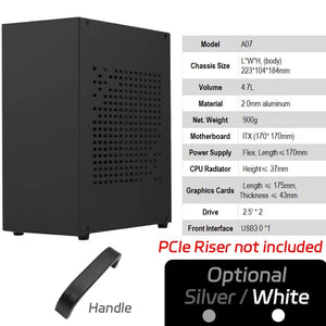 Planet Gates A39 White PCIe 4.0 All Aluminum 2.0mm HTPC Mini ITX A4 Chassis Game Computer Support Graphics Card RTX2070 I5 Discrete Display Case K39 A07 A39
