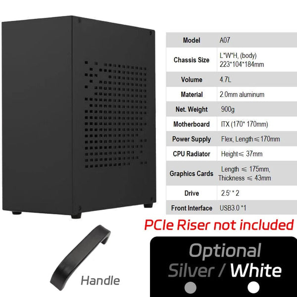 Planet Gates A39 White PCIe 4.0 All Aluminum 2.0mm HTPC Mini ITX A4 Chassis Game Computer Support Graphics Card RTX2070 I5 Discrete Display Case K39 A07 A39