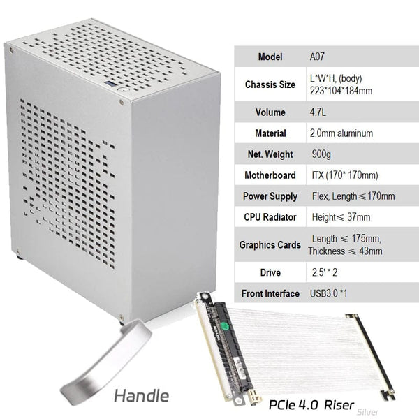 Planet Gates A39 White PCIe 4.0 All Aluminum 2.0mm HTPC Mini ITX A4 Chassis Game Computer Support Graphics Card RTX2070 I5 Discrete Display Case K39 A07 A39