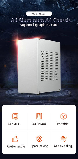 Planet Gates A39 White PCIe 4.0 All Aluminum 2.0mm HTPC Mini ITX A4 Chassis Game Computer Support Graphics Card RTX2070 I5 Discrete Display Case K39 A07 A39