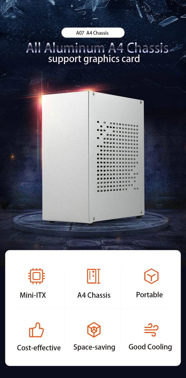 Planet Gates A39 White PCIe 4.0 All Aluminum 2.0mm HTPC Mini ITX A4 Chassis Game Computer Support Graphics Card RTX2070 I5 Discrete Display Case K39 A07 A39