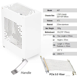 Planet Gates A39 White PCIe 4.0 All Aluminum 2.0mm HTPC Mini ITX A4 Chassis Game Computer Support Graphics Card RTX2070 I5 Discrete Display Case K39 A07 A39