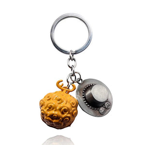 Planet Gates A4 1Pc Anime One Piece Action Figure Keychain Devil Fruit Straw Hat Luffy Ace Rubber Fruit Pendant Backpack Keyring Model Toy Gift