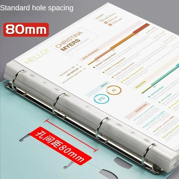 Planet Gates A4 Binder D-Type Punch Folder Office Storage File Ring Waterproof Test Paper Data Storage Folder 4 Hole Binder Learning Supplies