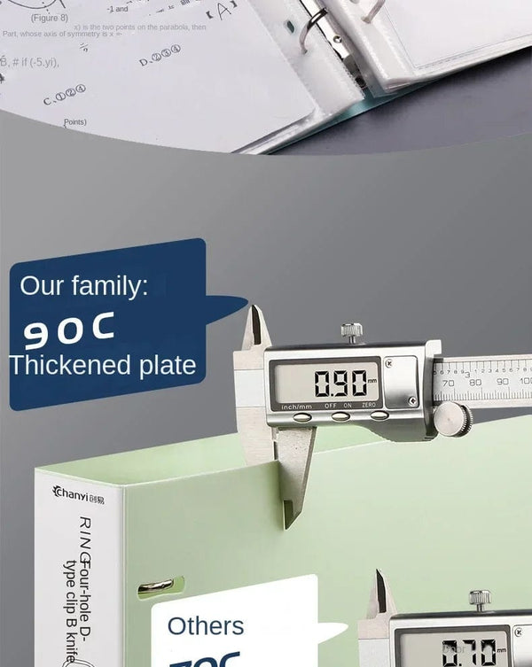 Planet Gates A4 Binder D-Type Punch Folder Office Storage File Ring Waterproof Test Paper Data Storage Folder 4 Hole Binder Learning Supplies