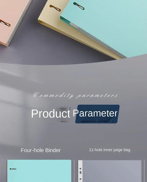 Planet Gates A4 Binder D-Type Punch Folder Office Storage File Ring Waterproof Test Paper Data Storage Folder 4 Hole Binder Learning Supplies