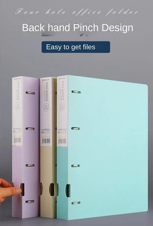 Planet Gates A4 Binder D-Type Punch Folder Office Storage File Ring Waterproof Test Paper Data Storage Folder 4 Hole Binder Learning Supplies