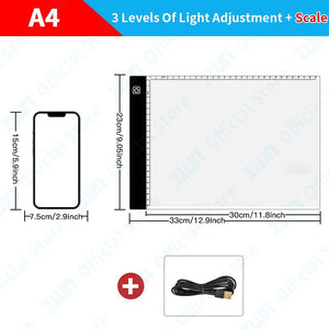 Planet Gates A4 With Scale A3/A4/A5 3-Level Dimming Led Drawing Copy Pad Board Children's Toy Painting Educational Kids Grow Creative Gifts For Children