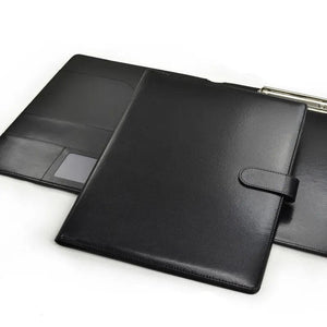 Planet Gates A5 / B5 Leather Padfolio Portfolio File Folder Clipboard Document Holder Business Contract Paper Clamp Writing Pad for Office