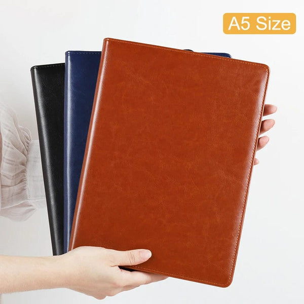Planet Gates A5 / B5 Leather Padfolio Portfolio File Folder Clipboard Document Holder Business Contract Paper Clamp Writing Pad for Office