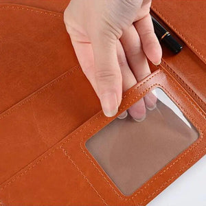 Planet Gates A5 / B5 Leather Padfolio Portfolio File Folder Clipboard Document Holder Business Contract Paper Clamp Writing Pad for Office