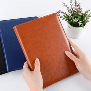 Planet Gates A5 / B5 Leather Padfolio Portfolio File Folder Clipboard Document Holder Business Contract Paper Clamp Writing Pad for Office