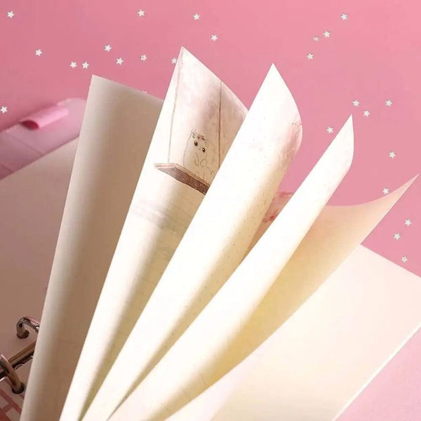 Planet Gates A6 Kawaii 80 Sheets A6 Paper Refill Loose Leaf Notebook Refill Sakura Cat Binder Notebook Inner Pages Blank Agenda Pages