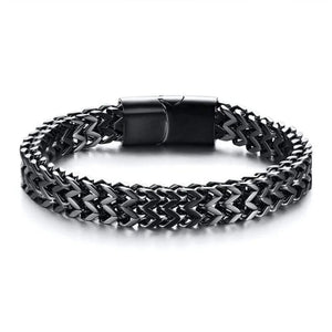 Planet Gates A6957-23cm Stainless Steel Braided Double Row Metal Bracelet Suitable for Men and Girls Personalized Hip Hop Rock Party Punk Jewelry