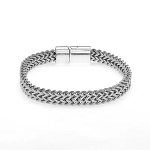 Planet Gates A6957-23cm Stainless Steel Braided Double Row Metal Bracelet Suitable for Men and Girls Personalized Hip Hop Rock Party Punk Jewelry