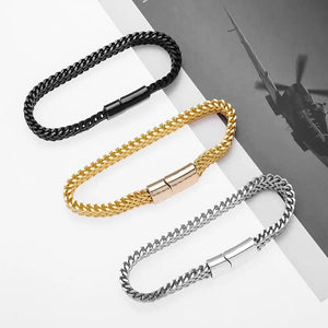 Planet Gates A6957-23cm Stainless Steel Braided Double Row Metal Bracelet Suitable for Men and Girls Personalized Hip Hop Rock Party Punk Jewelry