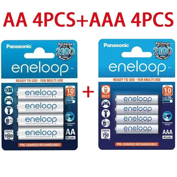 Planet Gates AA 12PCS Panasonic Eneloop original AA AAA rechargeable battery 1.2v 1900mAh 800mAh pre-charged nimh suitable for flashlight camera toys