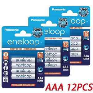 Planet Gates AA 12PCS Panasonic Eneloop original AA AAA rechargeable battery 1.2v 1900mAh 800mAh pre-charged nimh suitable for flashlight camera toys