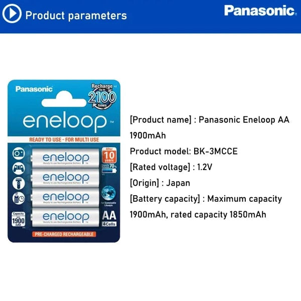 Planet Gates AA 12PCS Panasonic Eneloop original AA AAA rechargeable battery 1.2v 1900mAh 800mAh pre-charged nimh suitable for flashlight camera toys
