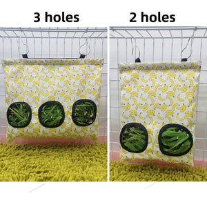 Planet Gates AA / 2 holes Hay Bag Hanging Pouch Feeder Holder Feeding Dispenser Container for Rabbit Guinea Pig Small Animals Pet Bunny Cage Accessories