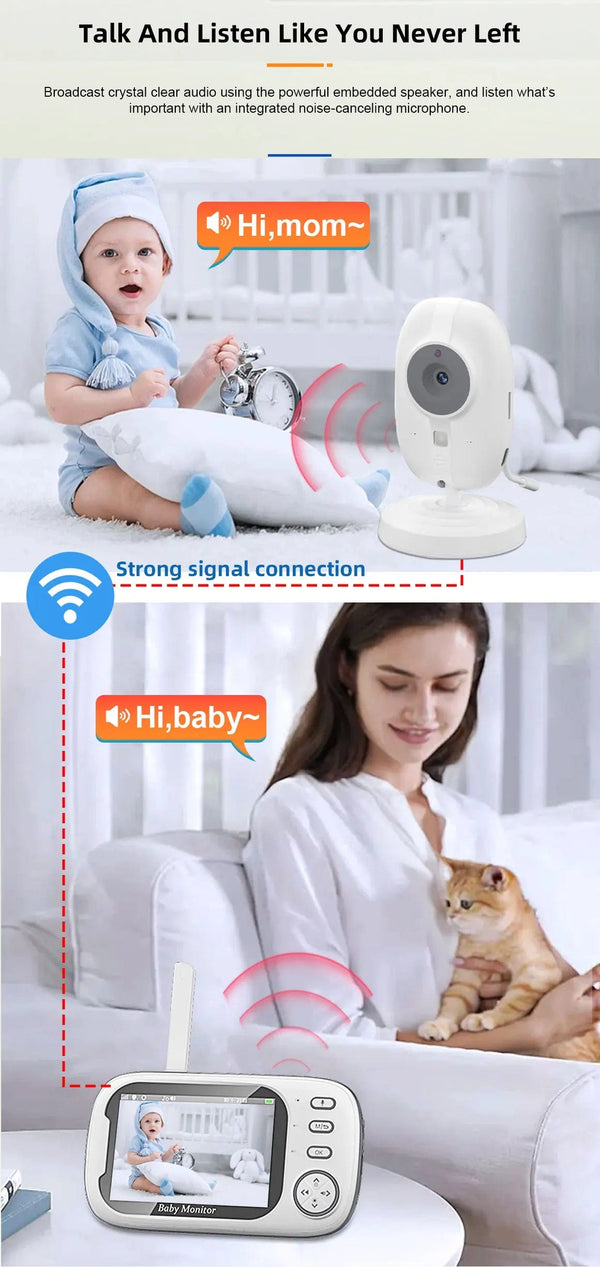 Planet Gates ABM600-USB 3.5 Inch Wireless Video Baby Monitor Mother Kids Two-way Audio Baby Nanny Security Camera Night Vision Temperature Monitoring