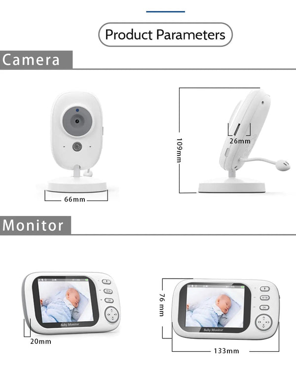 Planet Gates ABM600-USB 3.5 Inch Wireless Video Baby Monitor Mother Kids Two-way Audio Baby Nanny Security Camera Night Vision Temperature Monitoring