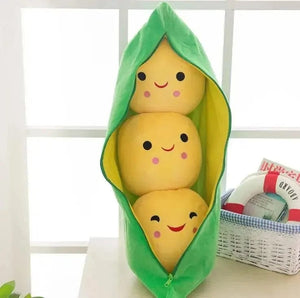 Planet Gates about 25cm / Yellow 25CM Cute Children's Baby Plush Peas Filled Plant Doll Toy Children Kawaii Quality Pea-shaped Pillow Toy Boy Girl Gift